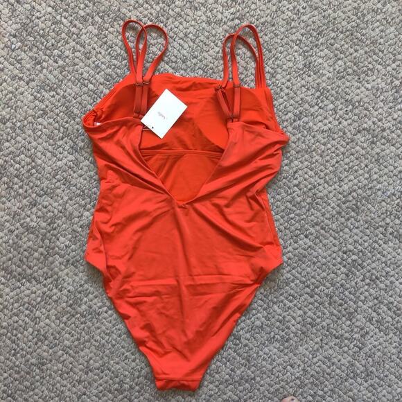 Andie One Piece Swimsuit Rokaway Sire Orange Square Neck Sz L Swimwear - Picture 4 of 4